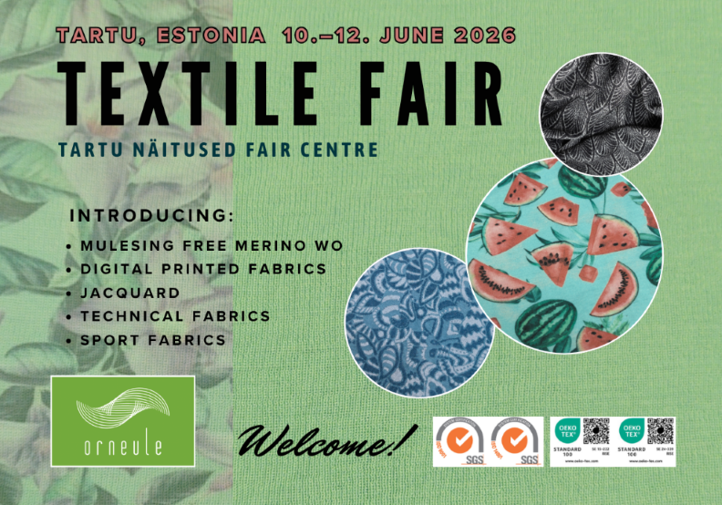 Orneule osallistuu Textile Fair - tapahtumaan Tarttossa  10.-12. kesäkuuta.
