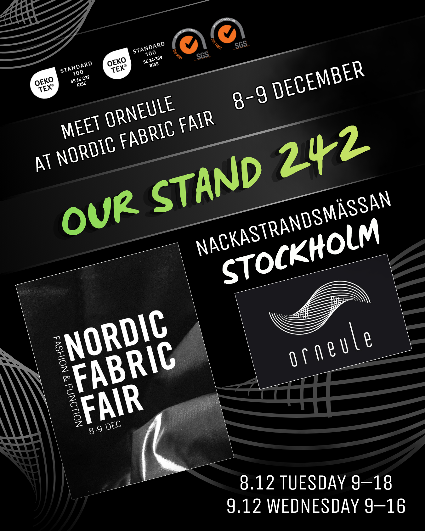 Orneule osallistuu joulukuussa Nordic Fabric Fair -kangasmessuille Tukholmassa